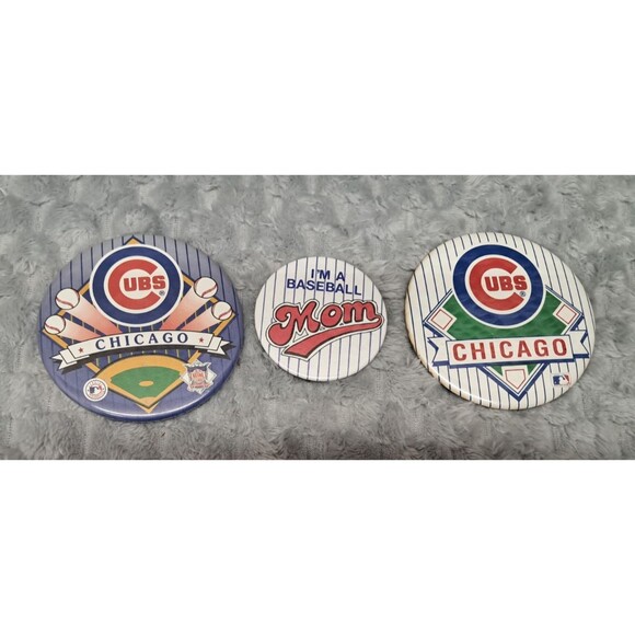 Other - 1980's VTG MLB Baseball Pins Buttons Chicago Cubs Wincraft Pinback Mom 3.25"